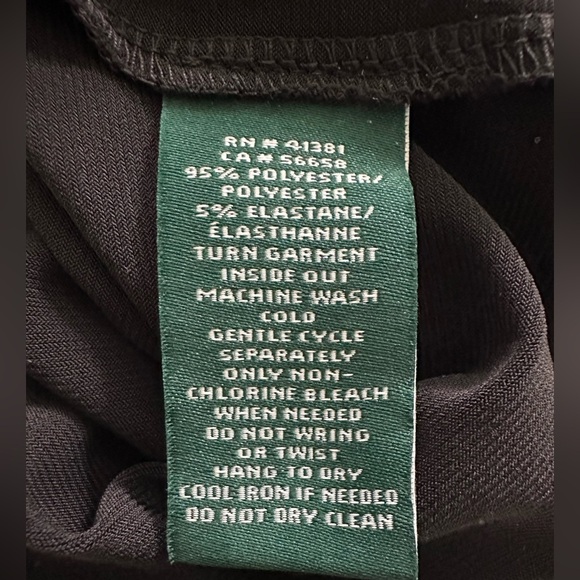 Lauren Ralph Lauren Knit Jersey Dress Black Burgundy Trim Size 4 Ruching - Picture 8 of 8